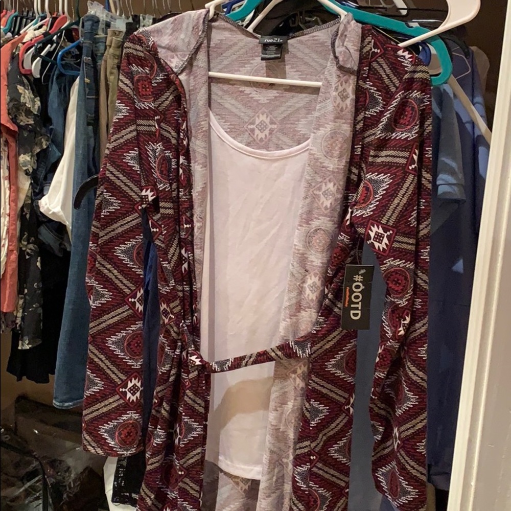 Hooded cardigan tunic